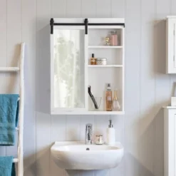 22" X 28" Wexton Decorative Farmhouse Wall Cabinet With Sliding Mirror Door White - Kate & Laurel All Things Decor 9 22" X 28" Wexton Decorative Farmhouse Wall Cabinet With Sliding Mirror Door White - Kate & Laurel All Things Decor -Decor Vista GUEST c52c9803 79a6 4825 ae02 20a55bef7575