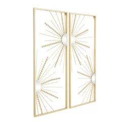 Set Of 2 Geometric Half Moon Mirror Wall Decors With Gold Frame - CosmoLiving By Cosmopolitan