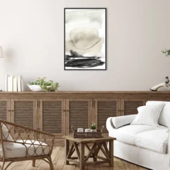 23" X 33" Horizon Triptych II By Jennifer Goldberger Framed Canvas Wall Art Print Black - Amanti Art -Decor Vista GUEST c5788dfc 19f9 43a9 9d30 24d019ab3e4b
