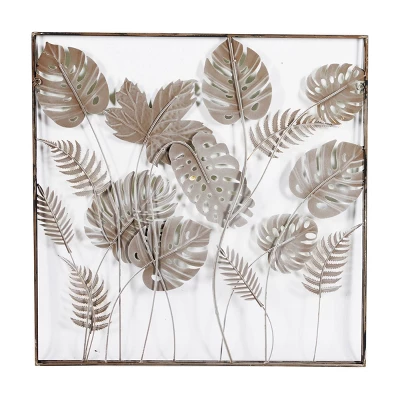 30" X 30" Metal Leaf Tall Cut-Out Wall Decor With Intricate Laser Cut Designs Green - Olivia & May 11 30" X 30" Metal Leaf Tall Cut-Out Wall Decor With Intricate Laser Cut Designs Green - Olivia & May - Image 9