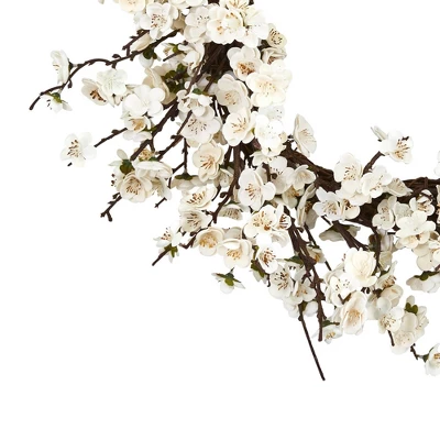 24" Artificial Plum Blossom Wreath - Nearly Natural 3 24" Artificial Plum Blossom Wreath - Nearly Natural