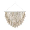 32" X 28" Cotton Macrame Handmade Intricately Weaved Wall Decor With Beaded Fringe Tassels White - Olivia & May