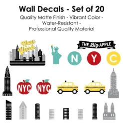 Big Dot Of Happiness NYC Cityscape - Peel And Stick New York Skyline Vinyl Wall Art Stickers - Wall Decals - Set Of 20 -Decor Vista GUEST ca469cae 9317 4acf 9c29 78791963dca4