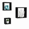 Floating Shelves- Cube Wall Shelf Set With Hidden Brackets, 3 Sizes To Display Decor, Books, Photos, More- Hardware Included By Hastings Home (Black) -Decor Vista GUEST cae6492b 903c 43f5 b822 e4742c4ad8f5
