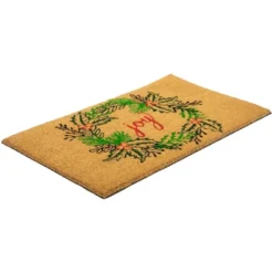 Northlight Natural Coir "Joy" Wreath Christmas Doormat 18" X 30" -Decor Vista GUEST cafecc2f 0805 4a88 aa7a 8c37a706e99e