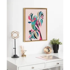 18" X 24" Sylvie Parakeet Framed Canvas Wall Art By Rachel Lee Natural - Kate And Laurel -Decor Vista GUEST cbb370bc 4adb 47d2 a482 30ea4e8c8049