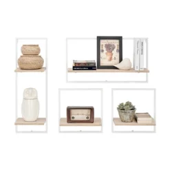 4pc Framed Wall Shelf Set White/Maple - Danya B. -Decor Vista GUEST cca05d15 2b86 4684 9483 80202d8dbd90