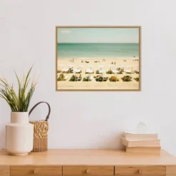 24" X 18" Seaside 3 By Carina Okula Framed Canvas Wall Art - Amanti Art -Decor Vista GUEST ccdd8253 a34a 4fd5 9d10 2790fc957263