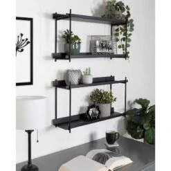28" X 15" Dominic Tiered Decorative Wall Shelf Black - Kate & Laurel All Things Decor -Decor Vista GUEST cd7501f5 9663 44c8 97e5 7df904c2e1b5