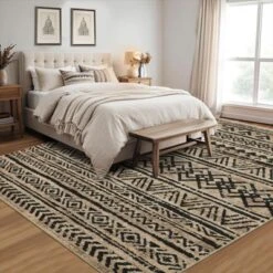5x7 Washable Rugs Non Slip - Boho Geometric Area Rug For Living Room, Bedroom (Neutral) -Decor Vista GUEST cdabad1d 54fb 4247 b4eb 5abf61453275