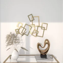 Metal Geometric Overlapping Rectangles Wall Decor Gold - CosmoLiving By Cosmopolitan -Decor Vista GUEST ce4a2f87 f7bf 42ce a1d9 535fb3390d96