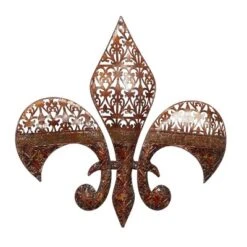 Metal Fleur De Lis Wall Decor With Perforated Details Brown - Olivia & May -Decor Vista GUEST ce954ecc 4f7b 4255 a8e6 5396c09989db