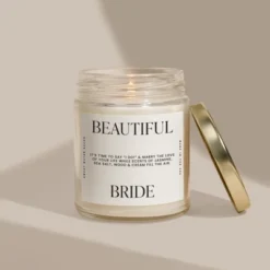 Sweet Water Decor Beautiful Bride Large Quote Text 9oz Clear Jar Candle
