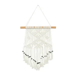Set Of 3 Cotton Macrame Handmade Intricately Weaved Wall Decors With Beaded Fringe Tassels Cream - The Novogratz -Decor Vista GUEST d286c5ea b4b1 4c49 8222 3d94d6882f33