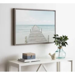 23" X 33" Sylvie Wooden Pier Framed Canvas By Amy Peterson Gray - Kate And Laurel -Decor Vista GUEST d33b6c31 444d 4e40 9a8f 3960f2ef0b99