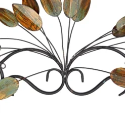 10" X 34" Metal Leaf Wall Decor Brown - Olivia & May