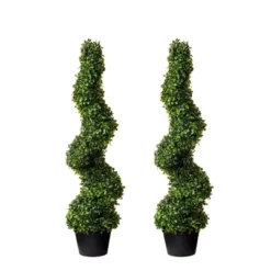 Forever Leaf 36" Spiral Boxwood In Black Pot (2 Pack), Indoor Artificial Plant For Home Decor -Decor Vista GUEST d5a6ea10 011c 4bf6 ac22 ac1bf5638b55