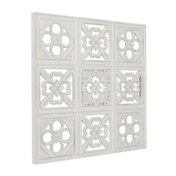 Wood Floral Carved Wall Decor White - Olivia & May