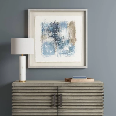 Ashlar Hand Painted Abstract Framed Glass And Matted Wall Art Blue - Madison Park 5 Ashlar Hand Painted Abstract Framed Glass And Matted Wall Art Blue - Madison Park - Image 3