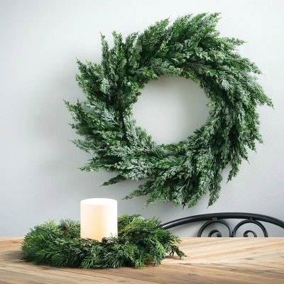 19"H Sullivans Lush Cypress & Berry Wreath, Green Winter Wreaths For Front Door 4 19"H Sullivans Lush Cypress & Berry Wreath, Green Winter Wreaths For Front Door - Image 2