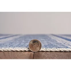 5'x7' Washable Wallen Rug Ivory/Blue: Rubber Backed, Stain-Resistant, Low Pile, Contemporary Stripe - Linon -Decor Vista GUEST d8ebb8d3 acee 41eb a2fe ab2e544c8863