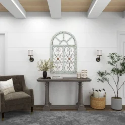 Wood Scroll Arched Window Inspired Wall Decor With Metal Scrollwork Relief White - Olivia & May 21 Wood Scroll Arched Window Inspired Wall Decor With Metal Scrollwork Relief White - Olivia & May -Decor Vista GUEST da5d41b6 7e4b 446b 96f5 590aa022dad9