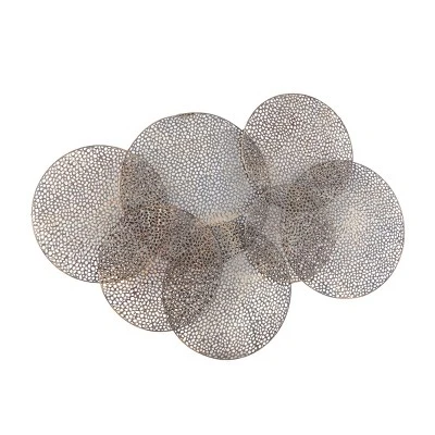 Metal Plate Overlapping Perforated Wall Decor Black - Olivia & May 6 Metal Plate Overlapping Perforated Wall Decor Black - Olivia & May - Image 4