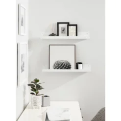 24" X 3" Mezzo Modern Metal Ledge Shelf Set White - Kate & Laurel All Things Decor 12 24" X 3" Mezzo Modern Metal Ledge Shelf Set White - Kate & Laurel All Things Decor -Decor Vista GUEST dad3f7f0 7e8e 4d36 9094 522d5d72d5e8