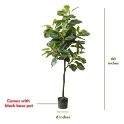 Forever Leaf 60" Artificial Fiddle Leaf Fig Tree With Black Pot, Indoor Artificial Plant For Home Decor 11 Forever Leaf 60" Artificial Fiddle Leaf Fig Tree With Black Pot, Indoor Artificial Plant For Home Decor -Decor Vista GUEST db69db46 0851 4934 adf2 83fcaa62b029