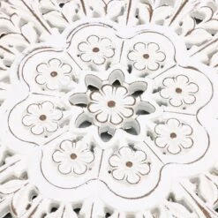 LuxenHome White Wood Flower 23.86" Round Wall Decor Home Decor Interior Design -Decor Vista GUEST dc6bdcdc 08f7 4167 bae0 684093ffaaa4