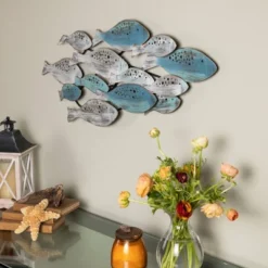 35.75" X 14.75" School Of Fish Metal Wall Art Sculpture Blue/Green/Silver - Danya B. -Decor Vista GUEST ddc2e66f a218 44cf a3a5 61d2c8b67c81