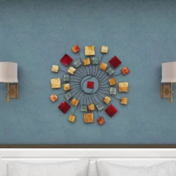 Metal Sunburst Wall Decor With Square Panel Accent Brown - Olivia & May -Decor Vista GUEST ddd743a3 0067 4388 92ed ad45b9a31226