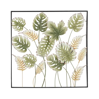 30" X 30" Metal Leaf Tall Cut-Out Wall Decor With Intricate Laser Cut Designs Green - Olivia & May 9 30" X 30" Metal Leaf Tall Cut-Out Wall Decor With Intricate Laser Cut Designs Green - Olivia & May - Image 7