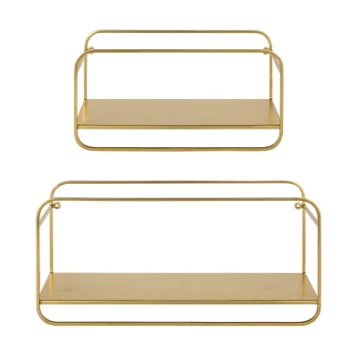 21" X 10" (Set Of 2) Emerline Decorative Wall Shelves Set Gold - Kate & Laurel All Things Decor 4 21" X 10" (Set Of 2) Emerline Decorative Wall Shelves Set Gold - Kate & Laurel All Things Decor - Image 2