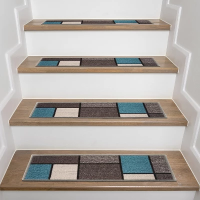 World Rug Gallery Contemporary Modern Boxes Non-Slip Stair Treads 7 World Rug Gallery Contemporary Modern Boxes Non-Slip Stair Treads - Image 5