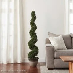 Faux Boxwood Artificial Plant - Realistic Plastic 5-Foot Spiral Topiary And Weighted Pot For Indoor Or Outdoor, Home, Or Office By Pure Garden (Green) -Decor Vista GUEST e231d2fd 461e 467e 8193 25baf4bd2dc9