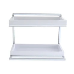 2 Tier Wall Mount Shelving Unit With Towel Rack And Trays Chrome/White - Danya B. 11 2 Tier Wall Mount Shelving Unit With Towel Rack And Trays Chrome/White - Danya B. -Decor Vista GUEST e3b807d2 baeb 43a7 92ae 0b4284447b00