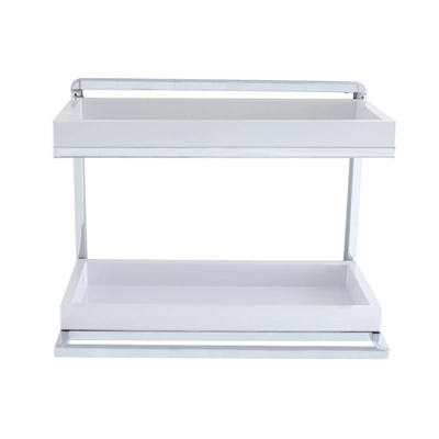 2 Tier Wall Mount Shelving Unit With Towel Rack And Trays Chrome/White - Danya B. 7 2 Tier Wall Mount Shelving Unit With Towel Rack And Trays Chrome/White - Danya B. - Image 5