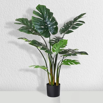 Forever Leaf 48" Artificial Monstera Artificial Plant In Black Pot, Indoor Artificial Plant For Home Decor 2 Forever Leaf 48" Artificial Monstera Artificial Plant In Black Pot, Indoor Artificial Plant For Home Decor