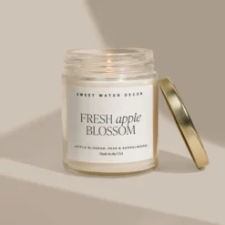 Sweet Water Decor Fresh Apple Blossom 9oz Clear Jar Candle