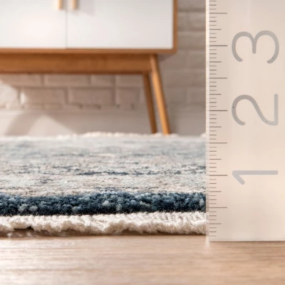 Nuloom Vintage Melani Medallion Fringe Kitchen Runner Indoor Area Rug - Hallway, Entryway, 2' 6" X 8', Light Blue 4 Nuloom Vintage Melani Medallion Fringe Kitchen Runner Indoor Area Rug - Hallway, Entryway, 2' 6" X 8', Light Blue - Image 2