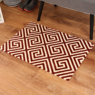 2'x3' ColorStar Greek Grid Door Mat Red Rust - Bungalow Flooring 3 2'x3' ColorStar Greek Grid Door Mat Red Rust - Bungalow Flooring