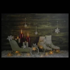 Northlight Large LED Lighted Candles, Ice Skates And Sleigh Christmas Canvas Wall Art 23.5" X 15.5" -Decor Vista GUEST e9d0c618 8cde 4a9d a90b 4d3623b816ce