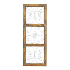 36" X 14" Wood Scroll Window Inspired Wall Decor With Metal Scrollwork Relief Brown - Olivia & May -Decor Vista GUEST ea4d44fb e7e4 48b3 8449 e7fdf9baa826
