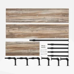 3-Tier Aurora Pipe Wall Shelf Unit Black/Rustic - Danya B. -Decor Vista GUEST eb3af299 0808 4c05 bbd5 6b9cfb7e5c57