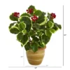 Nearly Natural 14-in Variegated Holly Leaf Artificial Plant In Ceramic Planter (Real Touch) -Decor Vista GUEST ec3204ae 8acc 4b56 bc7d ab784cc60814