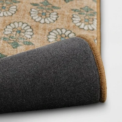 28"x84" Floral Block Memory Foam Runner Rug Yellow - Threshold™ 5 28"x84" Floral Block Memory Foam Runner Rug Yellow - Threshold™ - Image 3