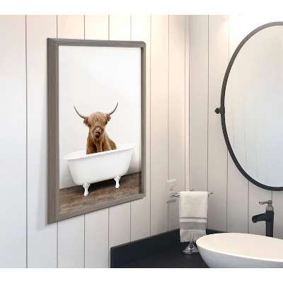 18" X 24" Blake Highland Cow In Tub Color Framed Printed Glass By Amy Peterson Art Studio Gray - Kate & Laurel All Things Decor 6 18" X 24" Blake Highland Cow In Tub Color Framed Printed Glass By Amy Peterson Art Studio Gray - Kate & Laurel All Things Decor - Image 4