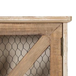 Hutchins Decorative Wooden Wall Cabinet With Chicken Wire 2 Door Rustic/White Washed Finish - Kate & Laurel All Things Decor -Decor Vista GUEST f0f6f9d8 802b 45d6 8e45 caf49d924ffd