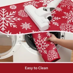 Kitchen Rug And Mat Washable Christmas Festive Decorative Runner Rugs Xmas Snowflakes Floor Mats, 17"x29" + 17"x47" -Decor Vista GUEST f185c6e7 fcb3 495a affa a3e727b46727